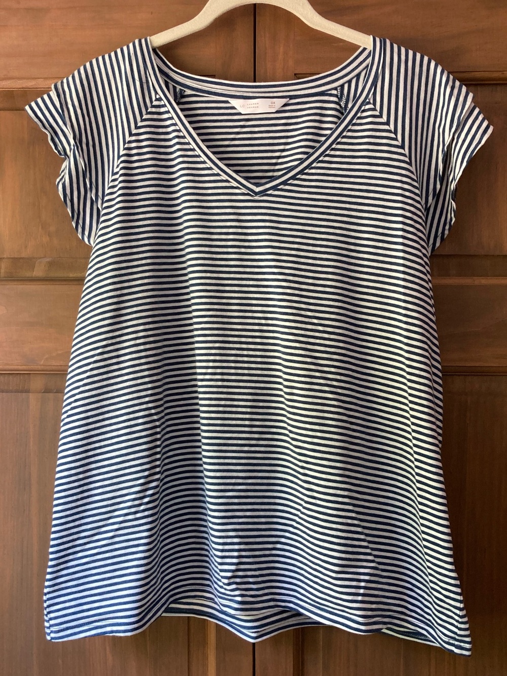 LC Lauren Conrad Navy & White Striped SS Top 0X